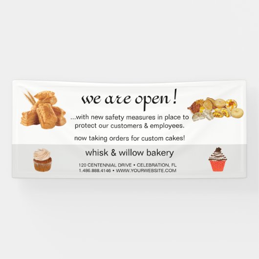 Roos Gold Whisk Bakery Business ReOpening Spandoek (Horizontaal)