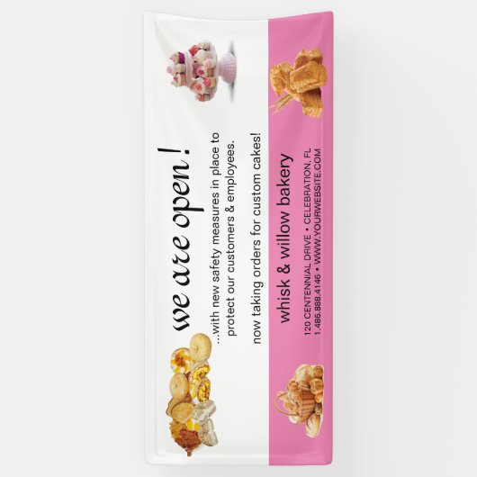 Roos Gold Whisk Bakery Business ReOpening Spandoek (Verticaal)