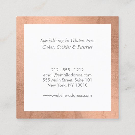 Roos Gold Whisk Bakery Vierkante Visitekaartje (Achterkant)
