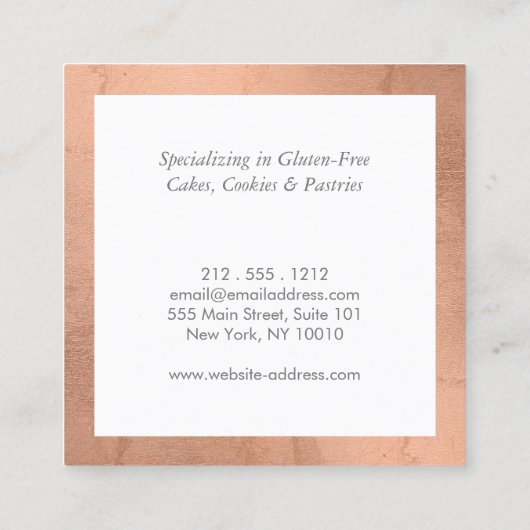Roos Gold Whisk Bakery Vierkante Visitekaartje (Achterkant)