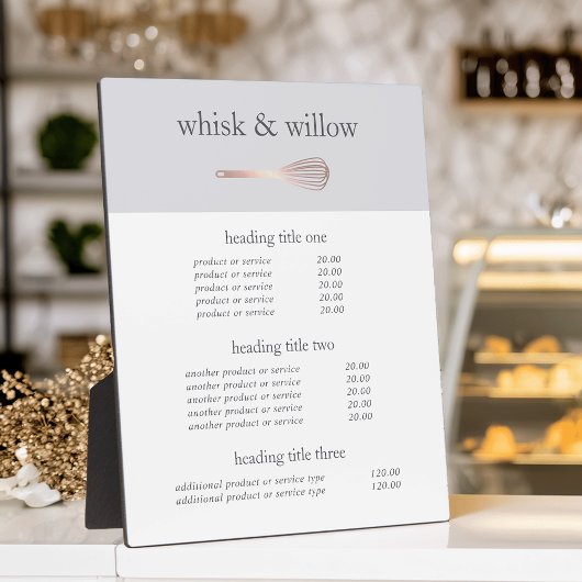 Roos Gold Whisk | Bakkermenu of Prijslijst Fotoplaat