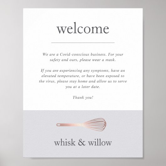 Roos Gold Whisk | Welkom Bakery Covid Poster (Voorkant)