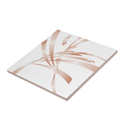 Roos Gold White - Abstracte kunst Tegeltje (Zijkant)