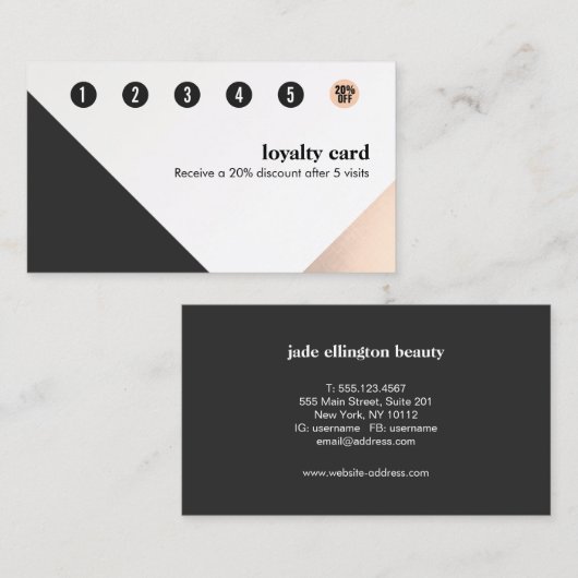 Roos Gold, White Black, Geometric 6 Punch Loyalty (Voorkant / Achterkant)