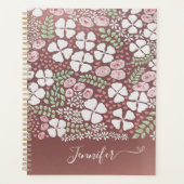 Roos Gold White Blush Pink Roses Bloempatroon Planner (Voorkant)