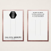 Roos Gold White Border Logo Haar Clip Display Kaar Visitekaartje (Voorkant /achterkant)