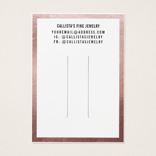 Roos Gold White Border Logo Haar Clip Display Kaar Visitekaartje (Achterkant)