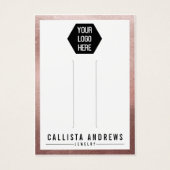 Roos Gold White Border Logo Haar Clip Display Kaar Visitekaartje (Voorkant)