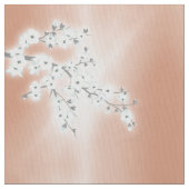 Roos Gold White Cherry Blossoms Pattern Fabric Stof (Close Up)