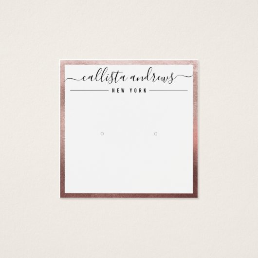 Roos Gold White Cursive Earring Display Kaart (Voorkant)