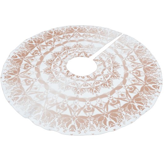 Roos Gold White Damask Mandala Kerstboom Rok (Gekanteld)
