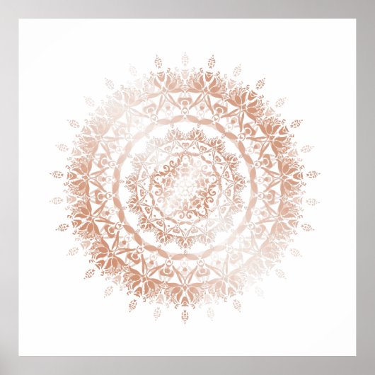Roos Gold White Damask Mandala Poster (Voorkant)