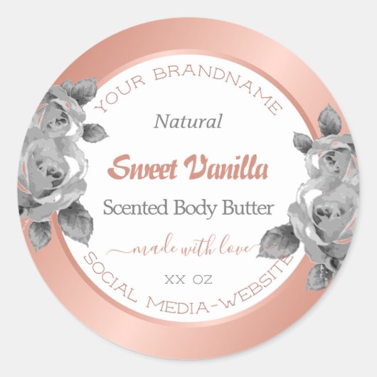 Roos Gold White en grijs Product Packaging Labels (Voorkant)