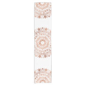 Roos Gold White Floral Mandala Korte Tafelloper (Voorkant)