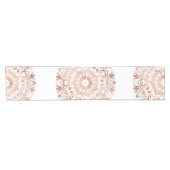 Roos Gold White Floral Mandala Korte Tafelloper (Horizontaal)