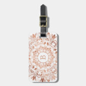 Roos Gold White Floral Mandala Monogram Bagagelabel (Voorkant verticaal)