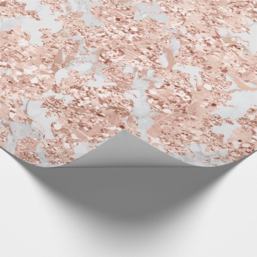 Roos Gold White Glitter Bride Marble Elegant Cadeaupapier (Hoek)