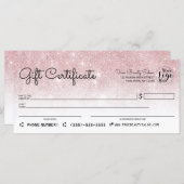 Roos Gold White Glitter Check Cadeaubon (Voorkant / Achterkant)