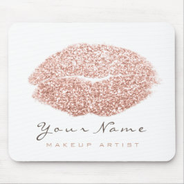 Roos Gold White Glitter Name Makeup Lips Kiss Muismat