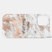 Roos Gold White Glitzy Marble Case-Mate iPhone Case (Achterkant (horizontaal))
