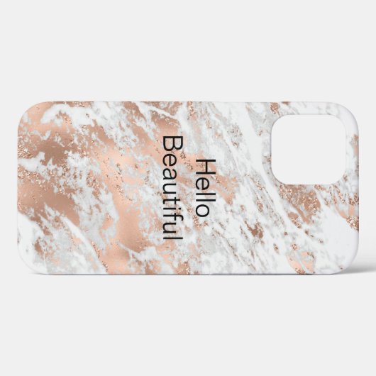  Roos Gold White Glitzy Marble Case-Mate iPhone Case (Achterkant (horizontaal))