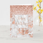  Roos Gold White Glitzy Marble Glitter Kaart (Gele Bloem)
