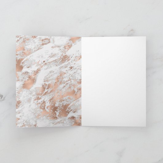  Roos Gold White Glitzy Marble Glitter Kaart (Binnen)
