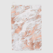 Roos Gold White Glitzy Marble Golfhanddoek (Voorkant)