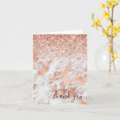 Roos Gold White Glitzy Marble Hartelijk dank Kaart (Gele Bloem)