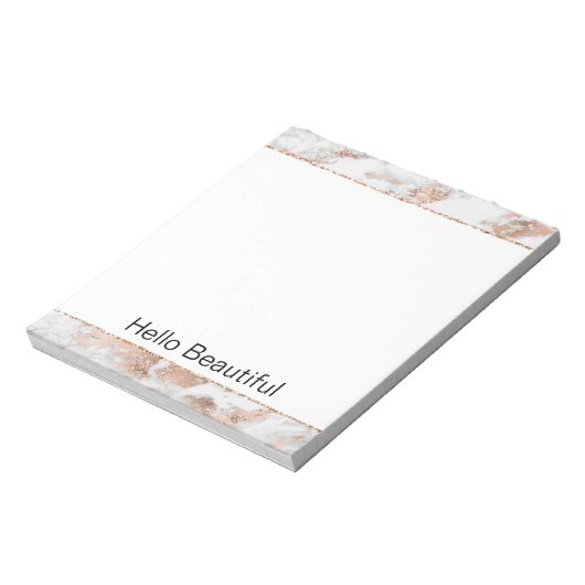  Roos Gold White Glitzy Marble Notitieblok (Linkerzijde)