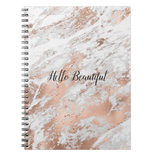  Roos Gold White Glitzy Marble Notitieboek (Voorkant)