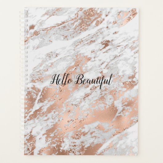 Roos Gold White Glitzy Marble Planner (Voorkant)