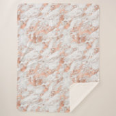 Roos Gold White Glitzy Marble Sherpa Deken (Voorkant)