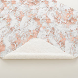 Roos Gold White Glitzy Marble Sherpa Deken