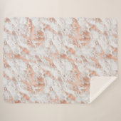 Roos Gold White Glitzy Marble Sherpa Deken (Voorkant (horizontaal))