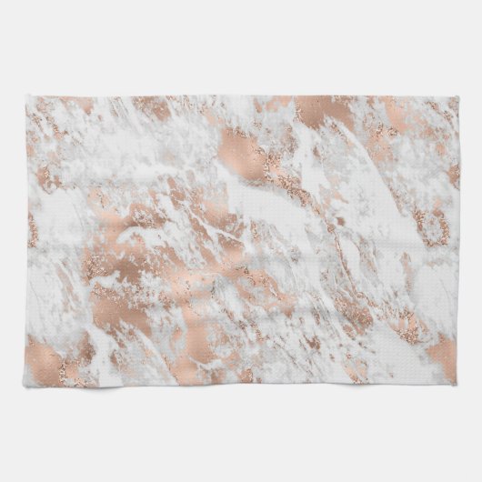 Roos Gold White Glitzy Marble Theedoek (Horizontaal)