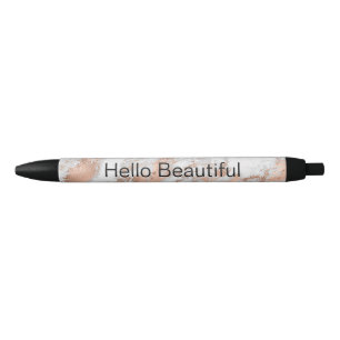 Roos Gold White Glitzy Marble Zwarte Inkt Pen