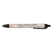 Roos Gold White Glitzy Marble Zwarte Inkt Pen (Bodem)