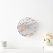 Roos Gold White Grey Carrara Marble Stone Copper Ronde Klok (Huis)