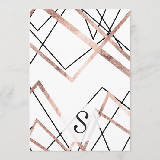 Roos Gold White lineaire driehoek Abstract patroon Menu (Achterkant)