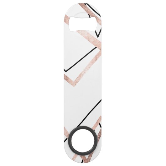 Roos Gold White lineaire driehoek Abstract patroon Speed Flessenopener (Voorkant)
