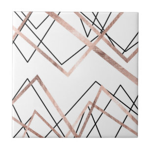 Roos Gold White lineaire driehoek Abstract patroon Tegeltje