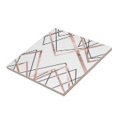 Roos Gold White lineaire driehoek Abstract patroon Tegeltje (Zijkant)