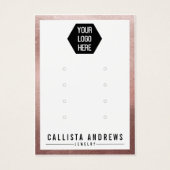 Roos Gold White Logo Multiple Earring Display Kaar Visitekaartje (Voorkant)