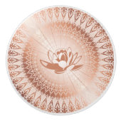 Roos Gold White Lotus Mandala Keramische Knop (Voorkant)