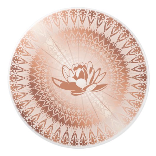 Roos Gold White Lotus Mandala Keramische Knop (Voorkant)