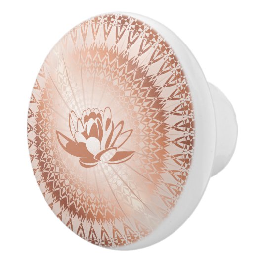 Roos Gold White Lotus Mandala Keramische Knop (Rechts)