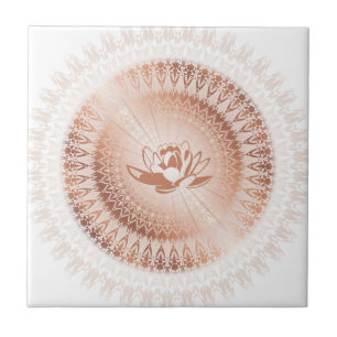Roos Gold White Lotus Mandala Tegeltje