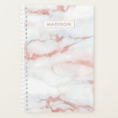 Roos Gold White Marble Aangepaste naam Planner (Voorkant)