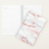 Roos Gold White Marble Aangepaste naam Planner (Display)